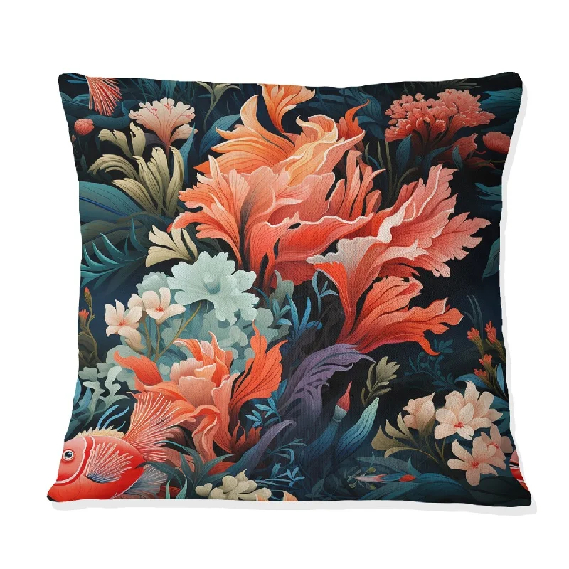 Designart "Oceanic Harmony Tropical Pattern II" Tropical Printed Throw Pillow