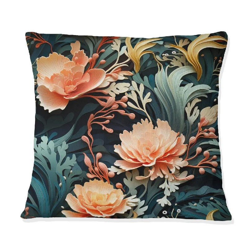 Designart "Oceanic Harmony Tropical Pattern III" Tropical Printed Throw Pillow