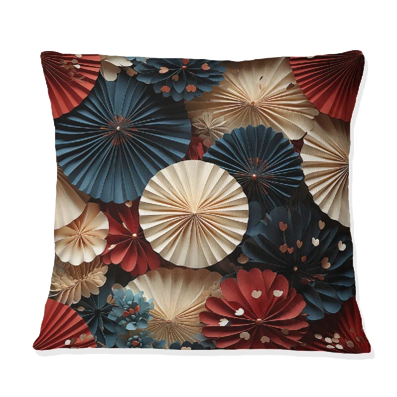 Designart "Paper Fans And Parasols I" Abstract Printed Throw Pillow