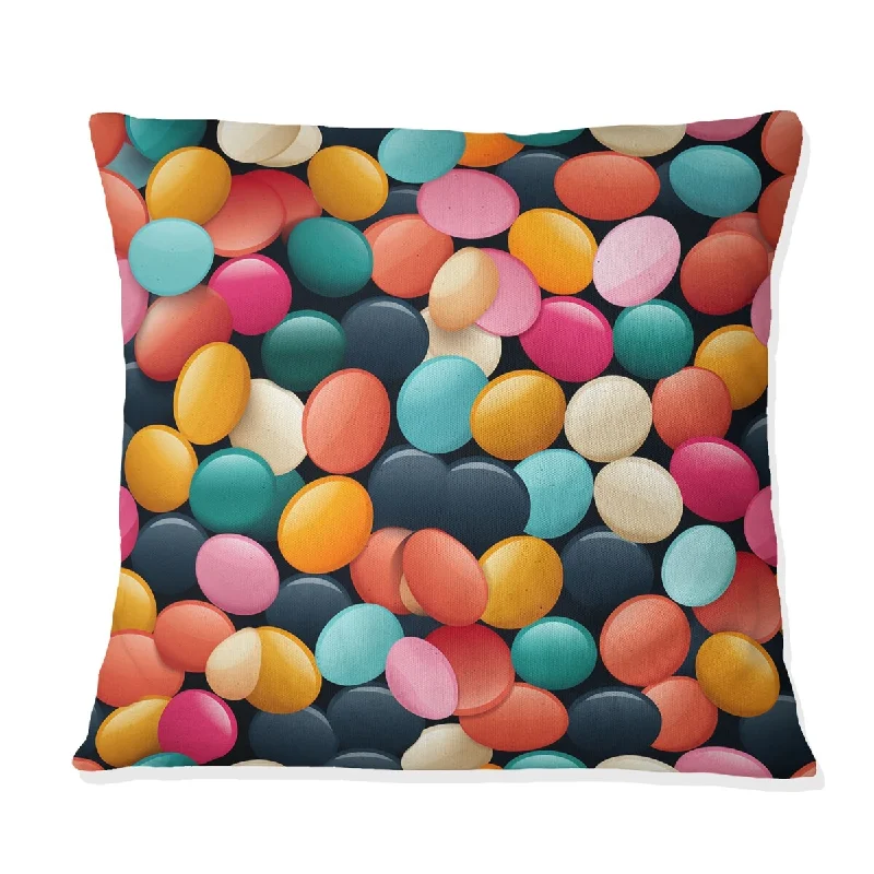 Designart "Popart Candy Crush Delight II" Polka Dots Printed Throw Pillow