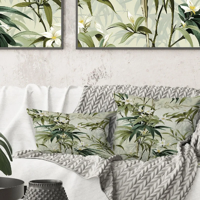 Designart "Tropical Zen Bamboo Pattern III" Tropical Printed Throw Pillow