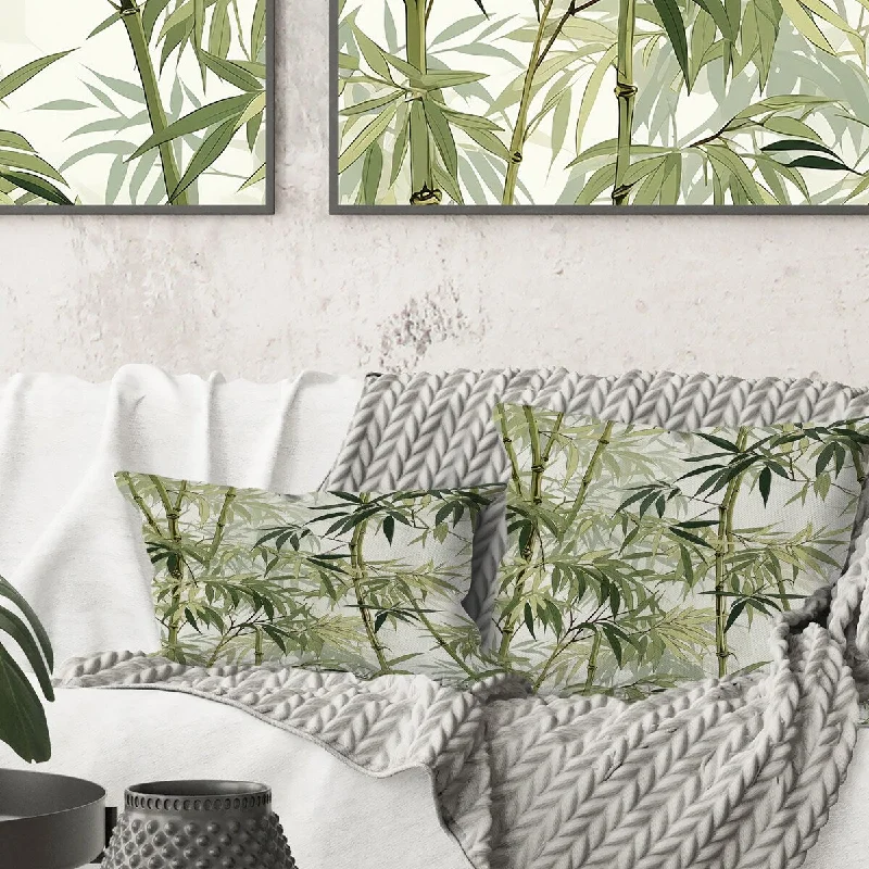 Designart "Tropical Zen Bamboo Pattern IV" Tropical Printed Throw Pillow