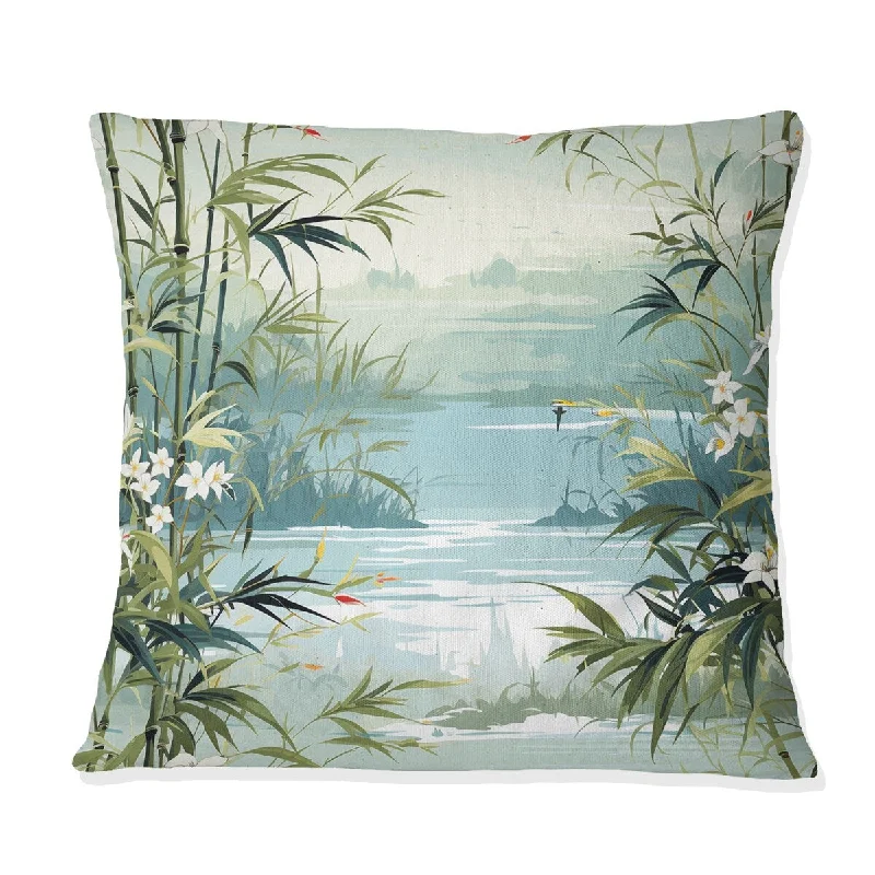 Designart "Tropical Zen Bamboo " Tropical Printed Throw Pillow