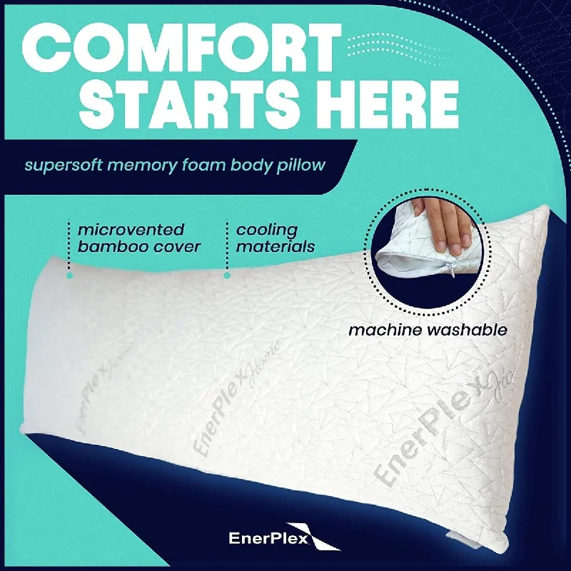 EnerPlex Body Pillow for Adults - Pillow Shredded Memory Foam Pillows - L