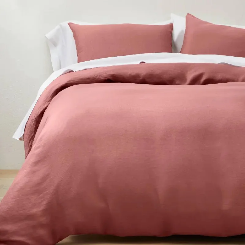 New - Casaluna Hemp Duvet Cover Set OEKO-TEX Breathable Lightweight, Rose, Full/Queen