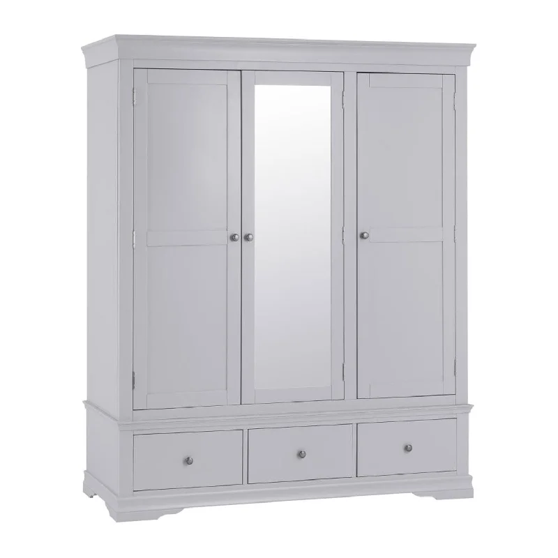 Swallow Grey 3 Door 3 Drawer Wardrobe