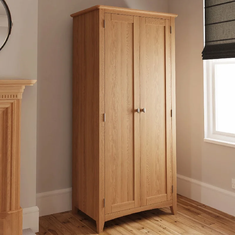 Guildford Solid Oak 2 Doors Hanging Wardrobe