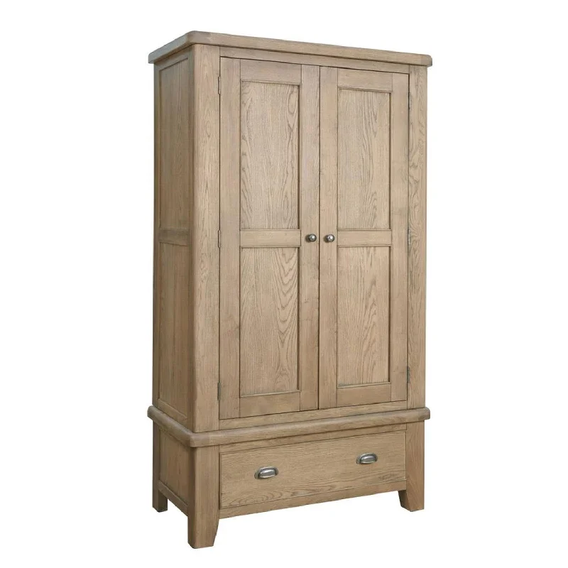 Heirloom Oak Finish 2 Doors Wardrobe