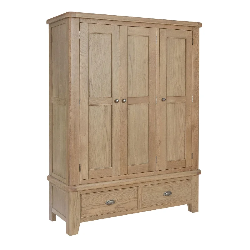 Heirloom Oak Finish 3 Doors Wardrobe