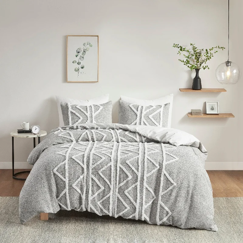 INK+IVY Hayes Gray Chenille Cotton Comforter Set