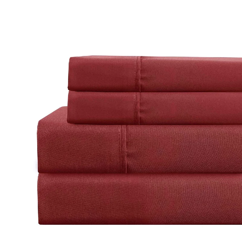 Lanester 4 Piece Deep Pocket King Size Microfiber Sheet Set The Urban Port, Red