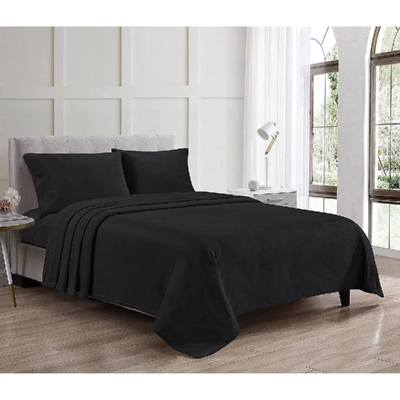 Luxury Elegance 4 Piece Full Size Extra Soft Velvet Touch Microplush Sheet Set - Black