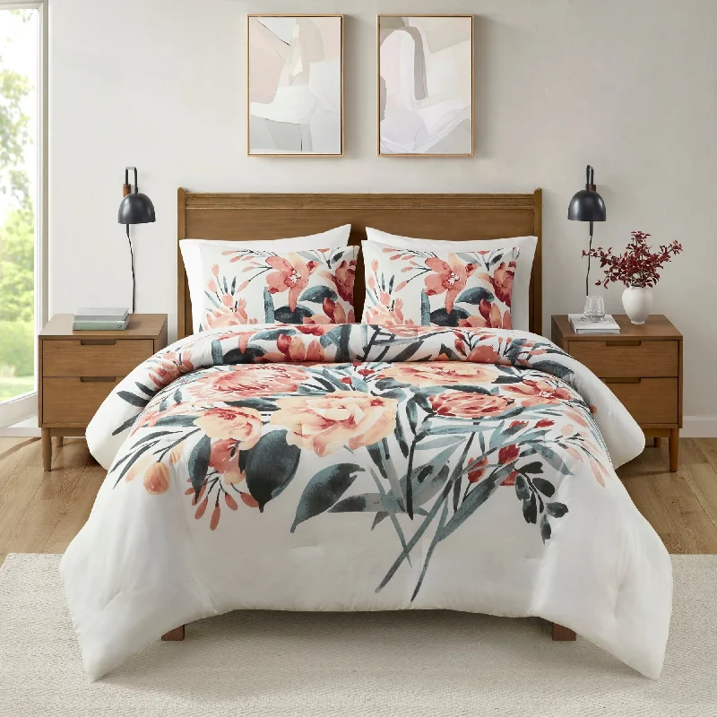 Madison Park Junia 3 Piece Floral Cotton Comforter Set