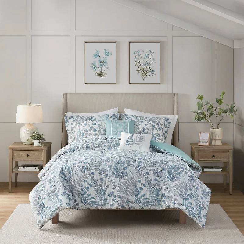 Madison Park Kairi 5 Piece Botanical Floral Seersucker Comforter Set