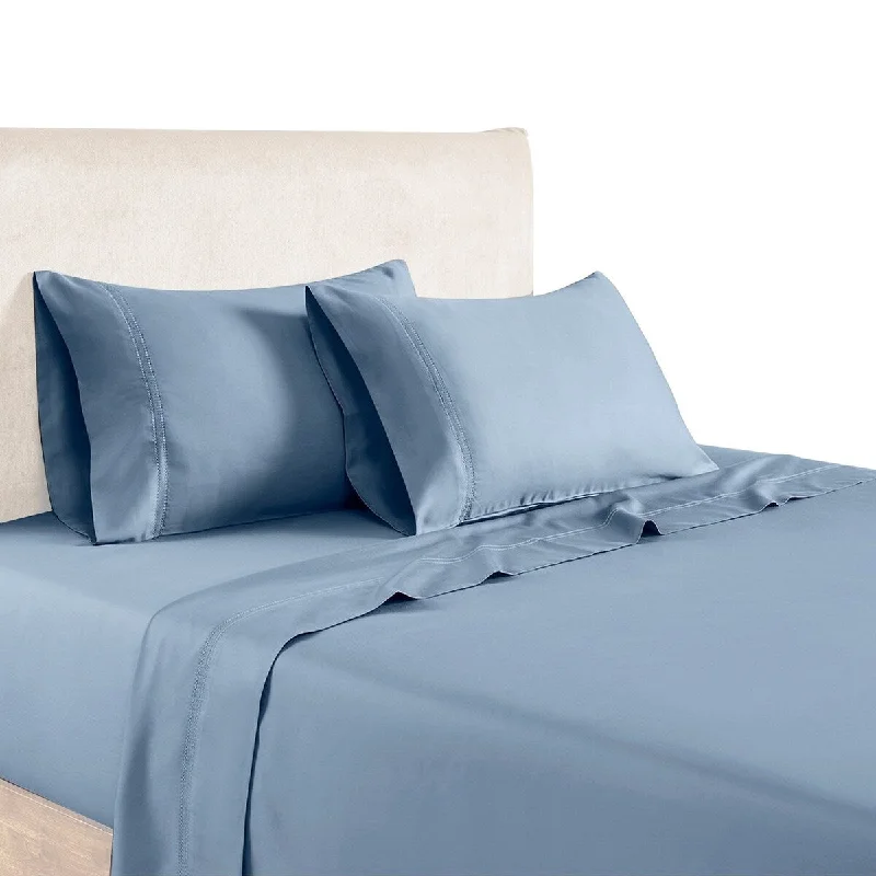 Mesa 1200 Thread Count Double Hole Hem 6 Piece Full Sheet Set, Blue By The Urban Port