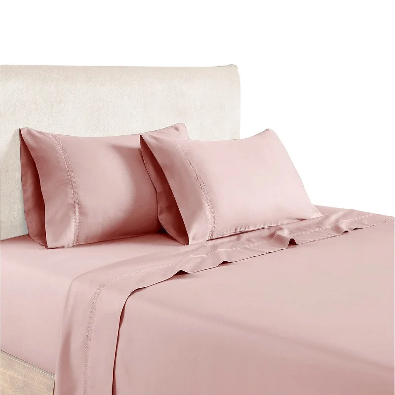 Mesa 1200 Thread Count Double Hole Hem 6 Piece Full Sheet Set, Pink By The Urban Port