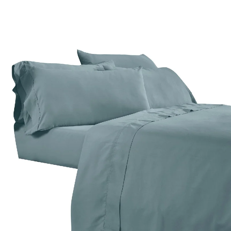 Myla 3 Piece Twin Size Sheet Set, Stitched, Elastic, Silky Aqua Microfiber