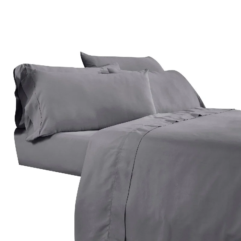 Myla 3 Piece Twin Size Sheet Set, Stitched, Elastic, Silky Gray Microfiber