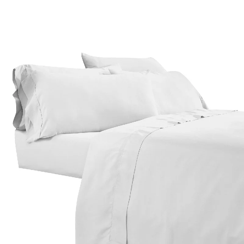 Myla 3 Piece Twin Size Sheet Set, Stitched, Elastic, Silky White Microfiber