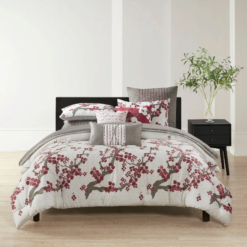 N Natori Cherry Blossom Multi Cotton Comforter Set