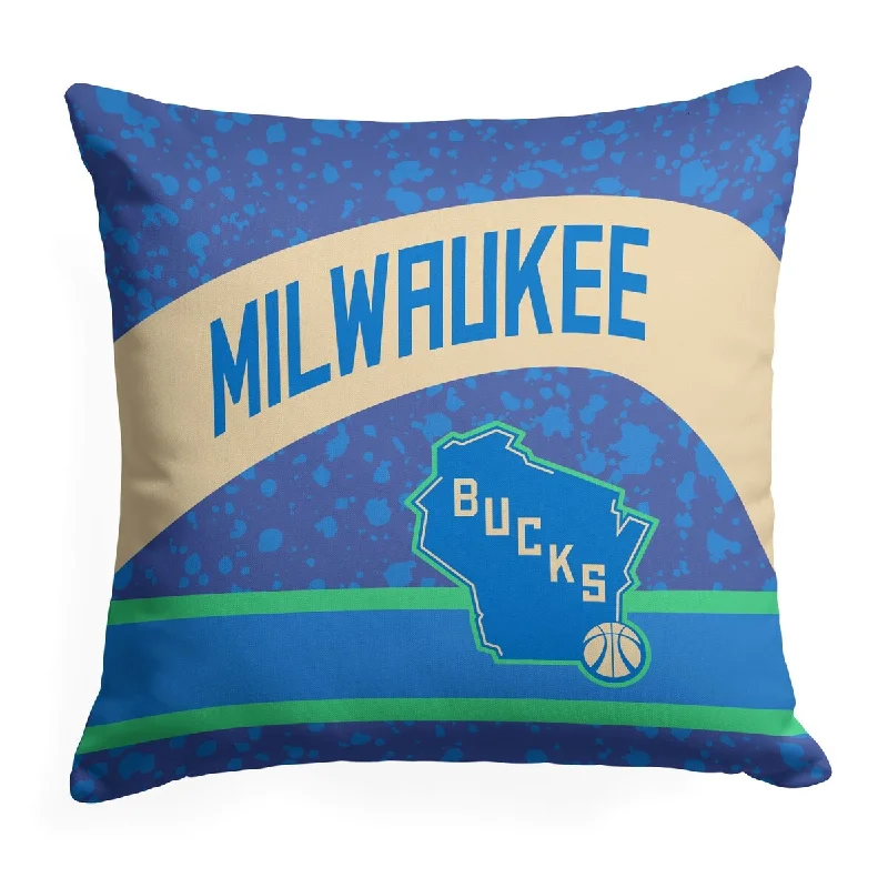 NBA City Edition 23-24 Bucks Printed Throw Pillow - Blue