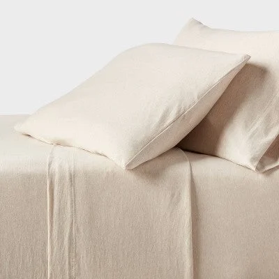 New - Full Jersey Sheet Sets Heather Oatmeal - Threshold