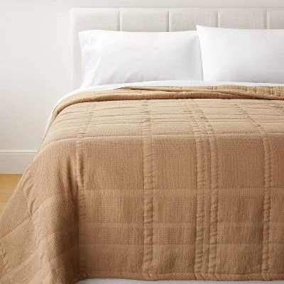 New - Full/Queen Waffle Matelasse Quilt Camel - Threshold designed with Studio McGee