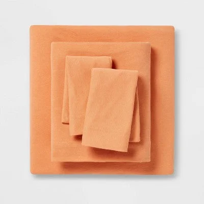 New - King Solid Jersey Sheet Set Orange - Room Essentials