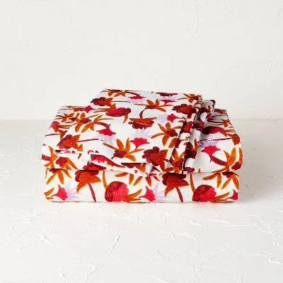 New - Queen Printed Cotton Percale Sheet Set Natalia Floral - Opalhouse designed with Jungalow