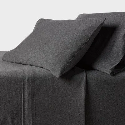 Open Box - Queen Cotton Jersey Sheet Set Heather Charcoal - Threshold