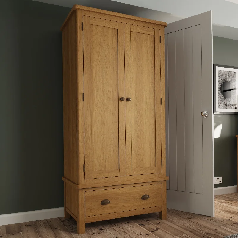 Oregon Rustic Oak Finish Gents Wardrobe