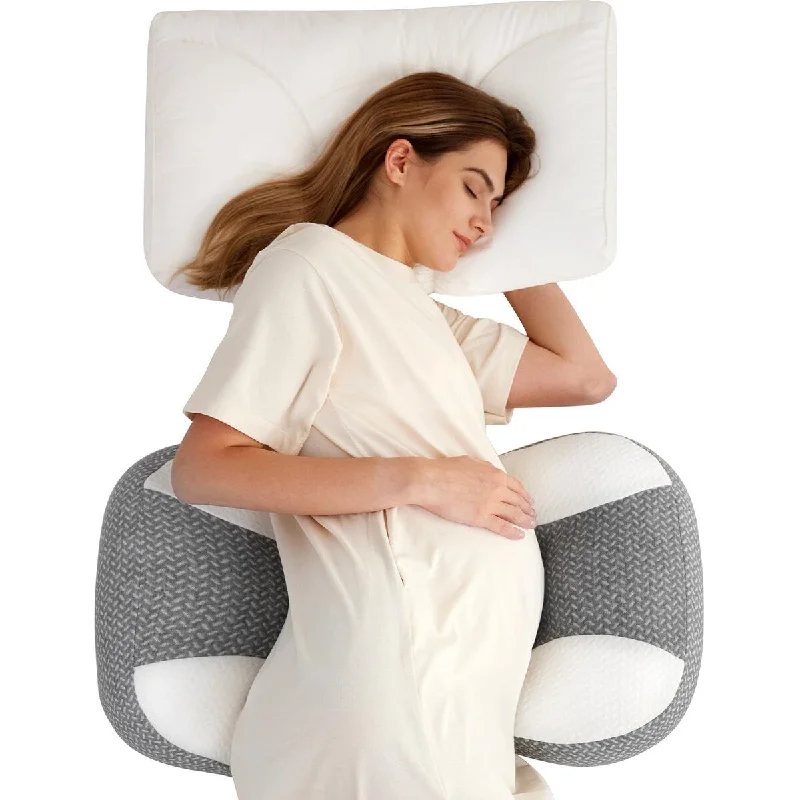 Portable Pregnancy Pillow for Sleeping, Plus W Shaped Maternity Pillow for Side Sleeper, Support for Back, Belly