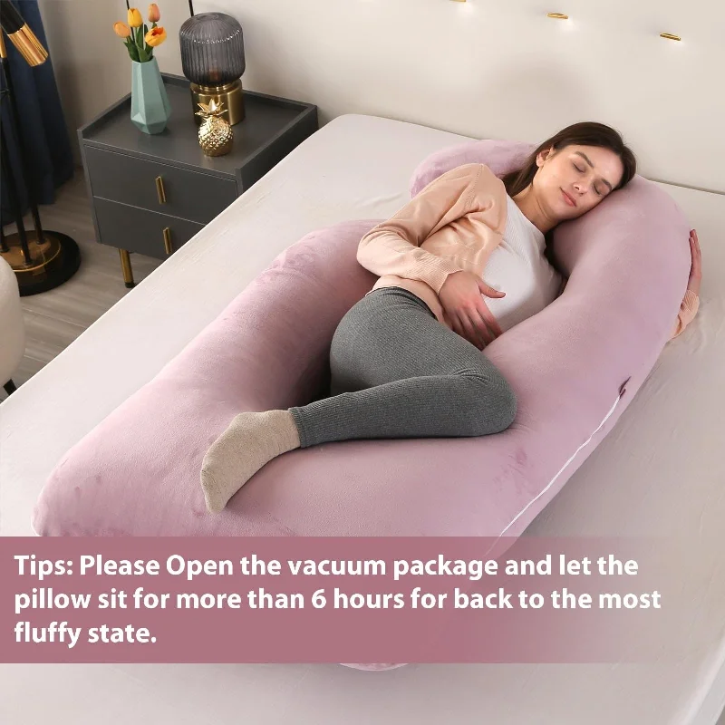 Pregnancy Pillow,57 inches U Shaped Maternity Pillow with Removable Cover Full Body Pillow Support for Back, HIPS, Legs, Belly