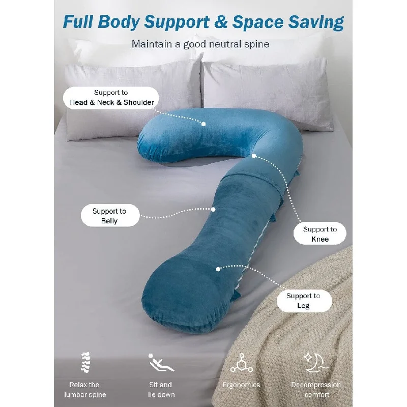 Pregnancy Pillow for Sleeping, L Shaped Body Pillow for Side Sleeping, Detachable Pregnancy Pillow with Full Body Support