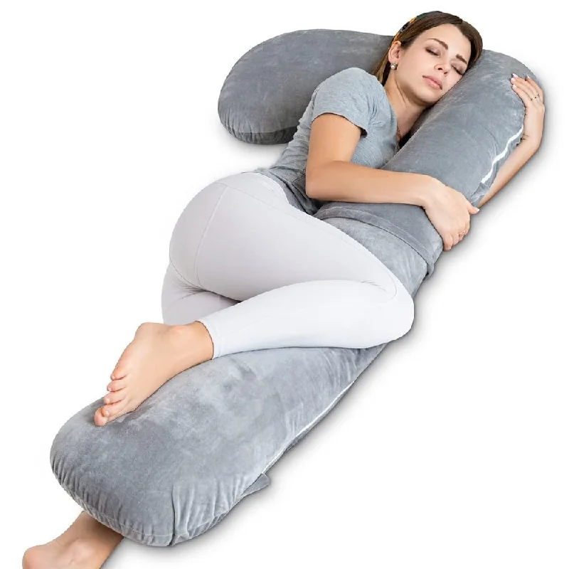 Pregnancy Pillow for Sleeping,Maternity Body Pillow for Pregnancy Women,Pregnancy Support Pillow for Back, Hip Pain,Grey