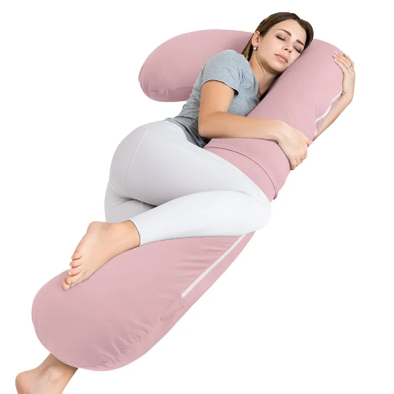 Pregnancy Pillow for Sleeping,Maternity Body Pillow for Pregnancy Women,Pregnancy Support Pillow for Back, Hip Pain, Pink