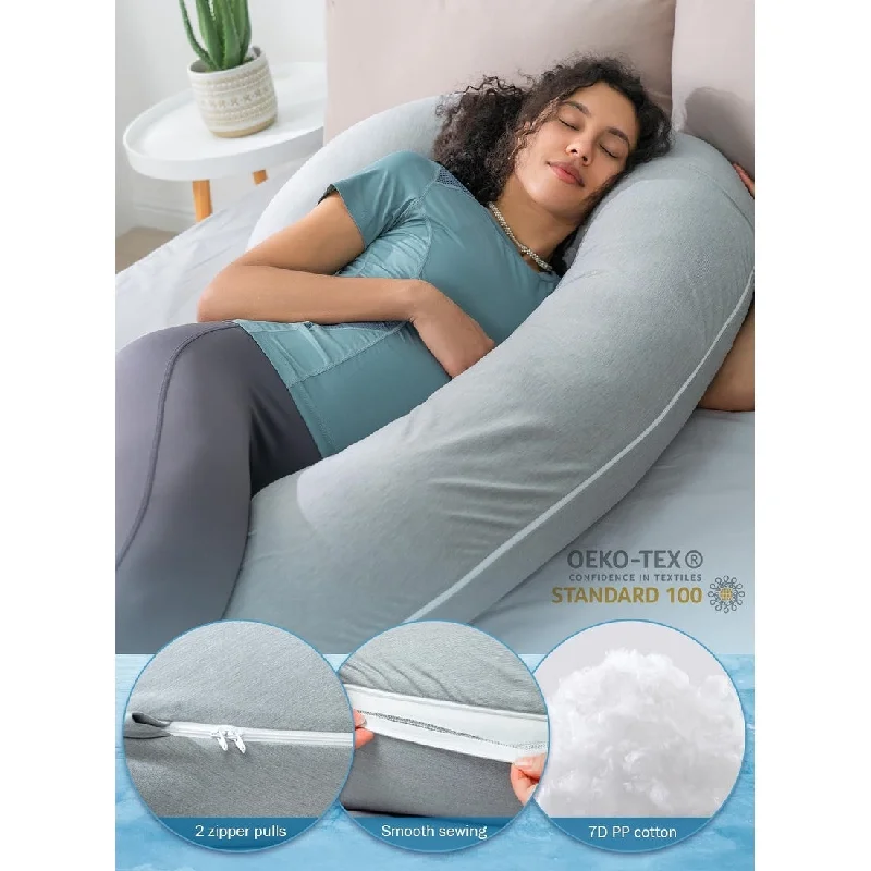 Pregnancy Pillow,Maternity Body Pillow with Velvet Cover,C Shaped Body Pillow for Sleeping (Cooling Blue)