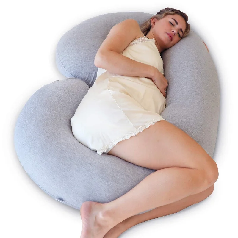 Pregnancy Pillows,C-Shape Full Body Pillow Jersey Cover Dark Grey Pregnancy Pillows Body Pillows for Adults, Maternity Pillow