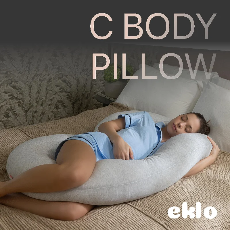 Pregnancy Pillows, C-Shape Full Body Pillow Jersey Cover Light Grey Pregnancy Pillows for Sleeping Body Pillows for Adults