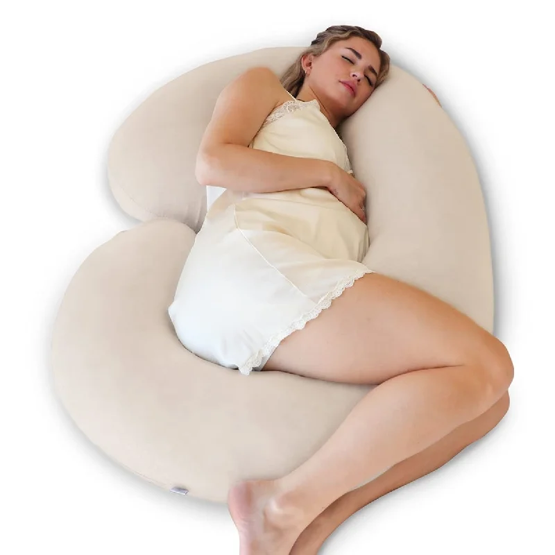 Pregnancy Pillows,C-Shape Full Body Pillow Organic Cotton Cover Beige Pregnancy Pillows,Maternity Pillow & Pregnancy Must Haves