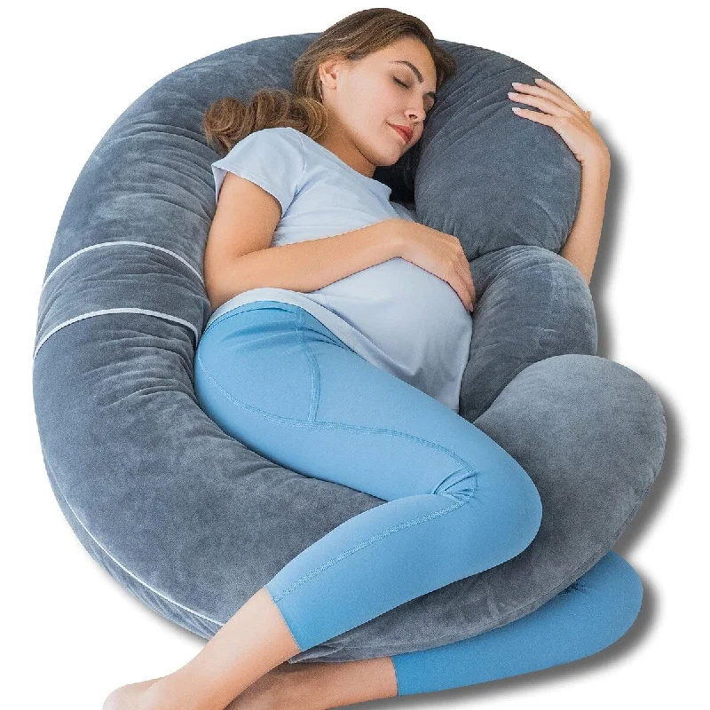 Pregnancy Pillows - E Shaped Pregnancy Pillows for Sleeping, Detachable Body Pillow for Pregnant Side Sleeper 60in