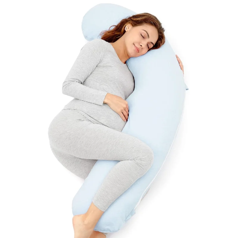 Pregnancy Pillows for Sleeping,J Shaped Maternity Pillow for Pregnant Women,Portable Body Pillow with Jersey Knit Cotton Cover