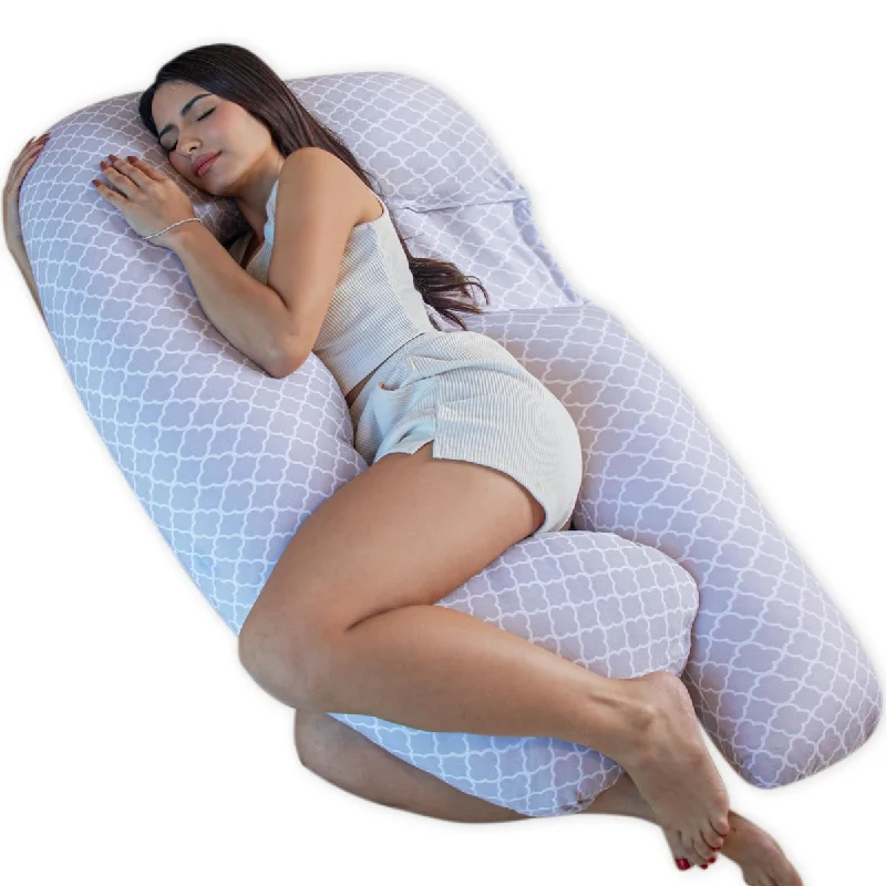 Pregnancy Pillows,U-Shape Full Body Pillow Removable Jersey Cotton Cover Arabesque Pregnancy Pillows for Sleeping Body Pillows