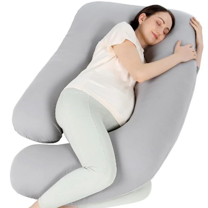 Pregnancy Pillows, U Shaped Full Body Pillow for Pregnancy Women with Removable Jersey Cotton Cover 57 Inch Maternity Pillow