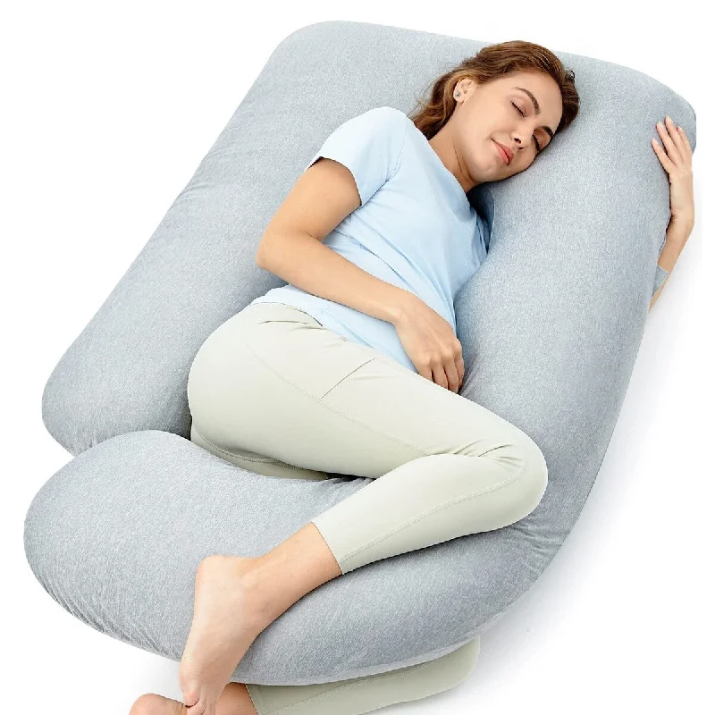 Pregnancy Pillows with Cooling Cover,U-Shaped Full Body Maternity Pillow for Side Sleepers 57 Inch Support for Back