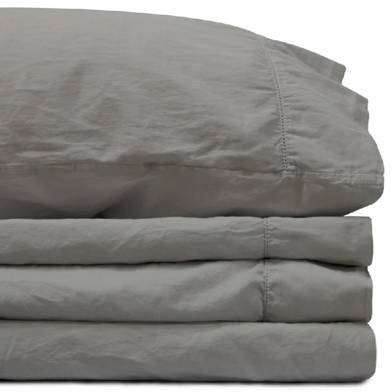 Queen Storm Gray Sateen Sheet Set by Jennifer Adams