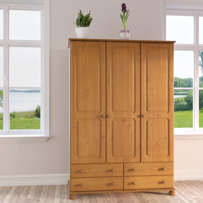 Richmond Solid Pine 3 Door 4 Drawer Wardrobe