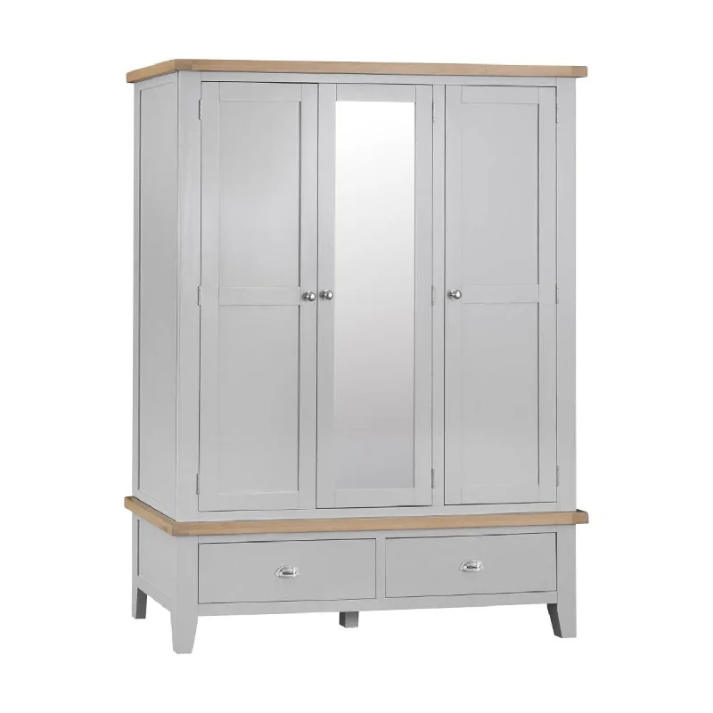 Tattershall Oak Top Grey Large Wardrobe