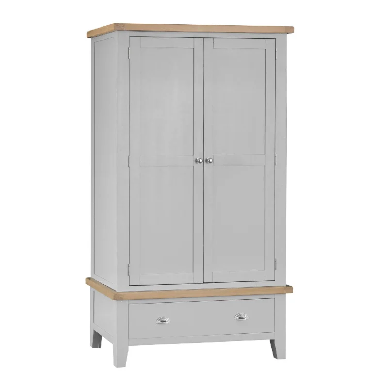 Tattershall Oak Top Large Wardrobe in Grey