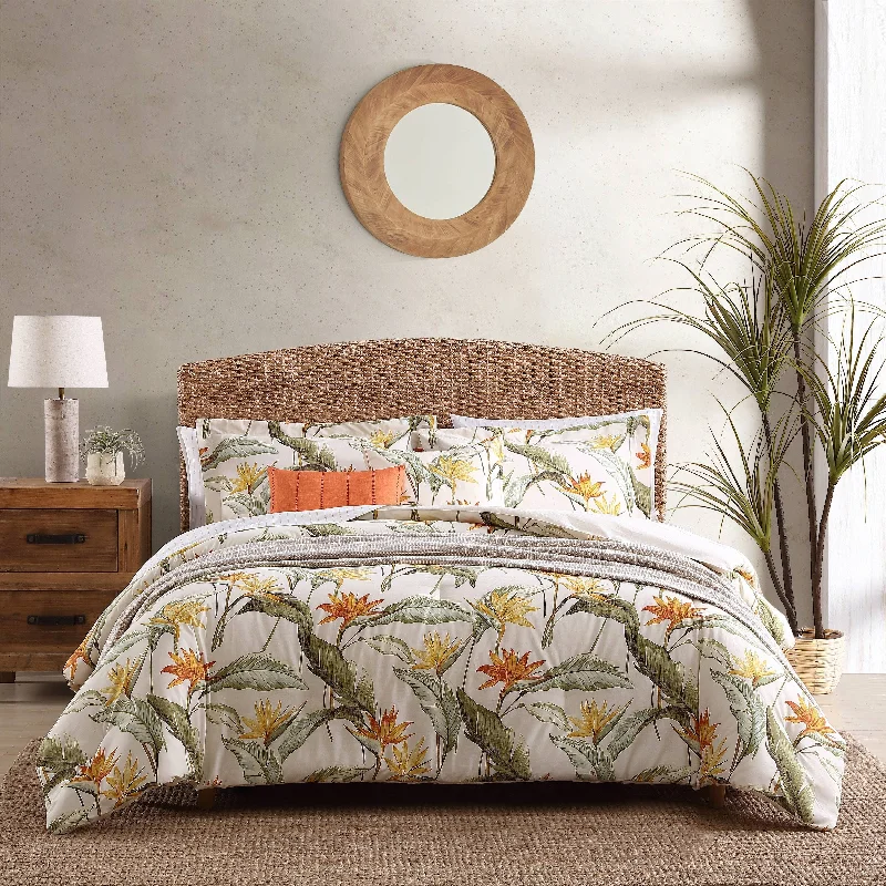 Tommy Bahama Birds Of Paradise Ivory Cotton Reversible 5 Piece Comforter Set